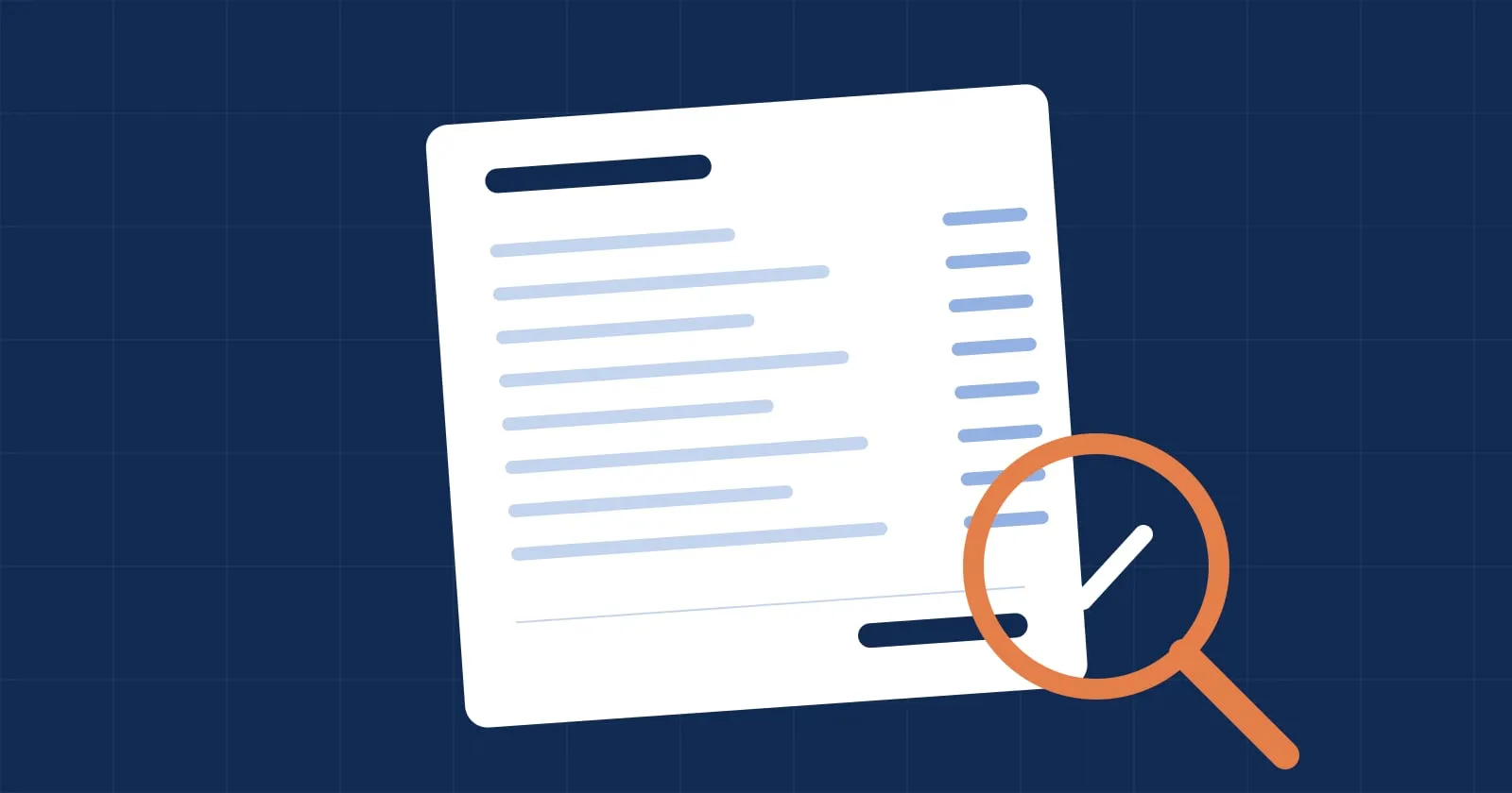 A construction quote document being inspected with an orange magnifying glass